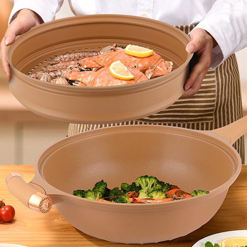 Бездымная керамическая газовая плита с антипригарным покрытием и индукционная сковорода