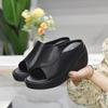 2025 Women Sandals Women Slippers Black Wedge Platform Open Toe Women Orthopedics Thick Bottom Beach High Heels Slides
