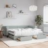 VidaXL Daybed with Trundle and Drawers Light Grey 90x200cm Velvet 3197843
