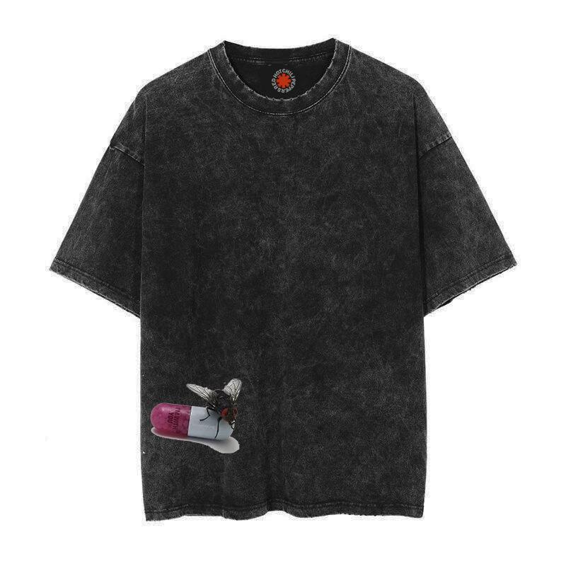 Trend Washed Vintage Cotton Tshirt RED HOT CHILI PEPPERS T-shirt Men Women Hip Hop T Shirt Oversized Streetwear Short Sleeve Tee