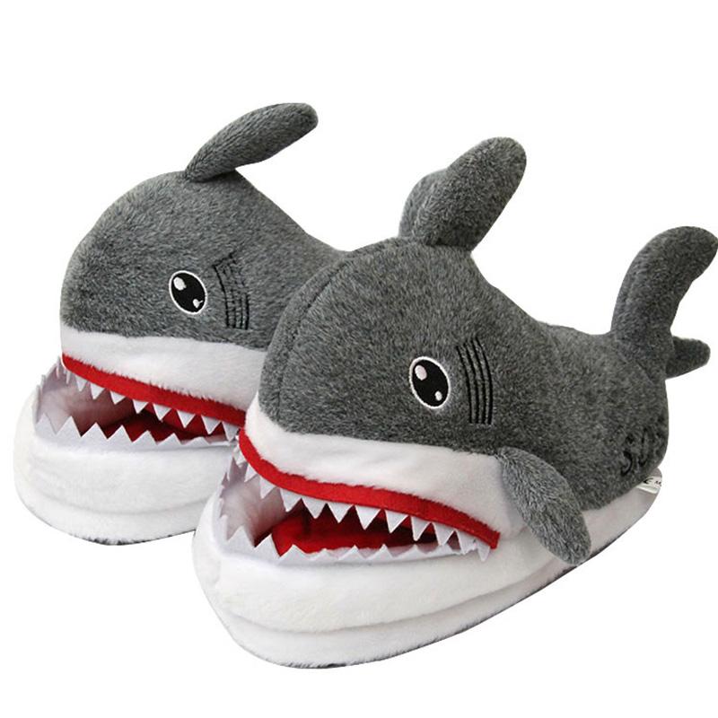 Cool Cartoon Men's Shark Slippers Design Boys Flurry Slides For Men Indoor Shoes Winter Man Slippers 2024 New Arrivals