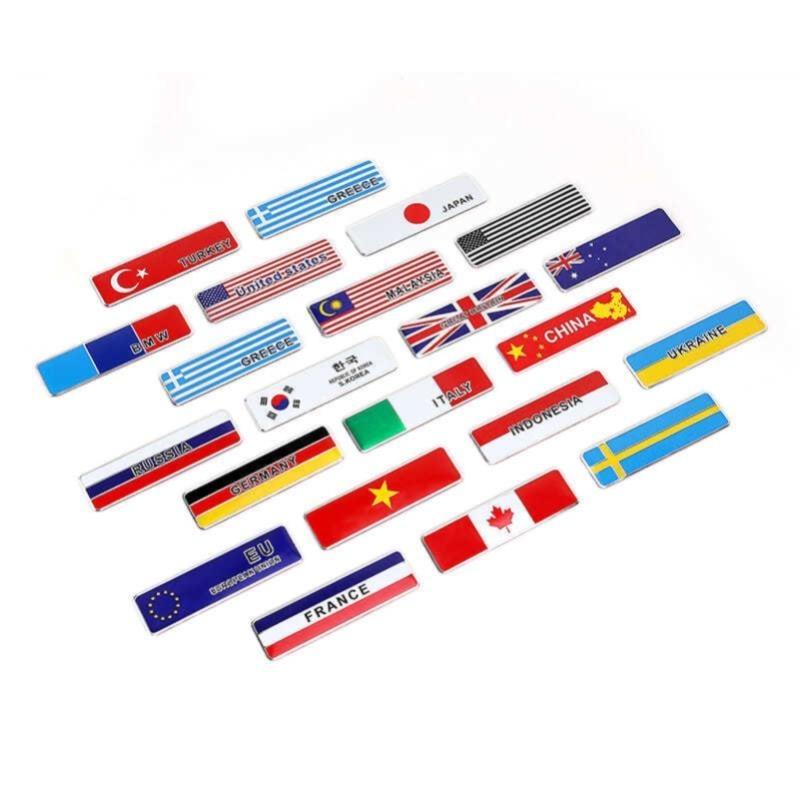Car Styling 3D Aluminum UK Germany USA Russia France Sweden Malaysia Indonesia National Flag Emblem Badge Motorcycle Car Sticker