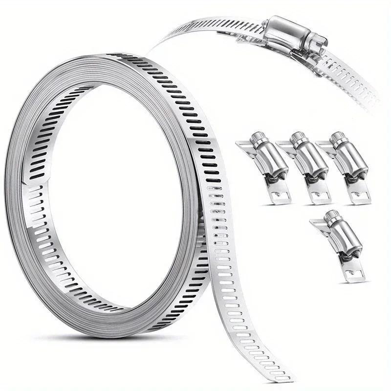 10 Pieces Adjustable 304 Stainless Steel Screw Hose Clamp Car Fuel Faucet Hose Clamp Worm Gear Clamp Hardware Accessories