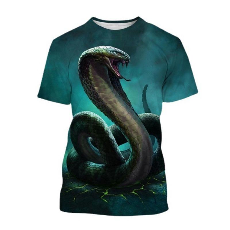Cobra Series 3D Printed Men's Casual Short Sleeved T-shirt