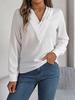 Women's Elegant Business Office Blouse Layered V Neck Long Sleeve Dressy Shirts Work Tops