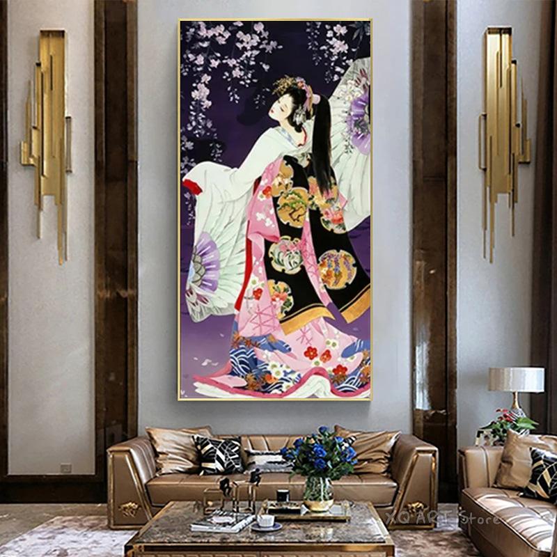 Ukiyo-e Japanese Style Lady Figure Decorative Painting For Sushi Place Japanese Food Canvas Posters Prints Wall Home Decoration