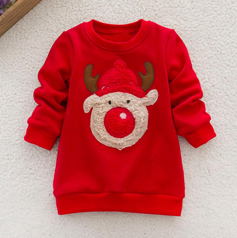 Toddler Baby Long Sleeve Print Christmas Deer Tops Sweatshirt