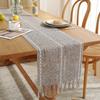 Hand Woven Solid Color Lace Table Runner with Fringe for Farmhouse Christmas Dining Table Decor