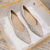 Fashion Plus Size Women's Flat Shoes 2024 New Rhinestone Pointed Toe Party Bride Wedding Shoes Fashion Loafers Female Slip On Boat Shoes