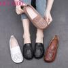 Fashion GKTINOO Summer Hollow Genuine Leather Shoes New Fashion Women Shoes Woman For Mom Women's Flats Comfortable Handmade Loafers