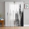 Foggy Forest Tree Tulle Window Curtain For Living Room Bedroom Voile Sheer Curtains Kitchen Treatments Drapes