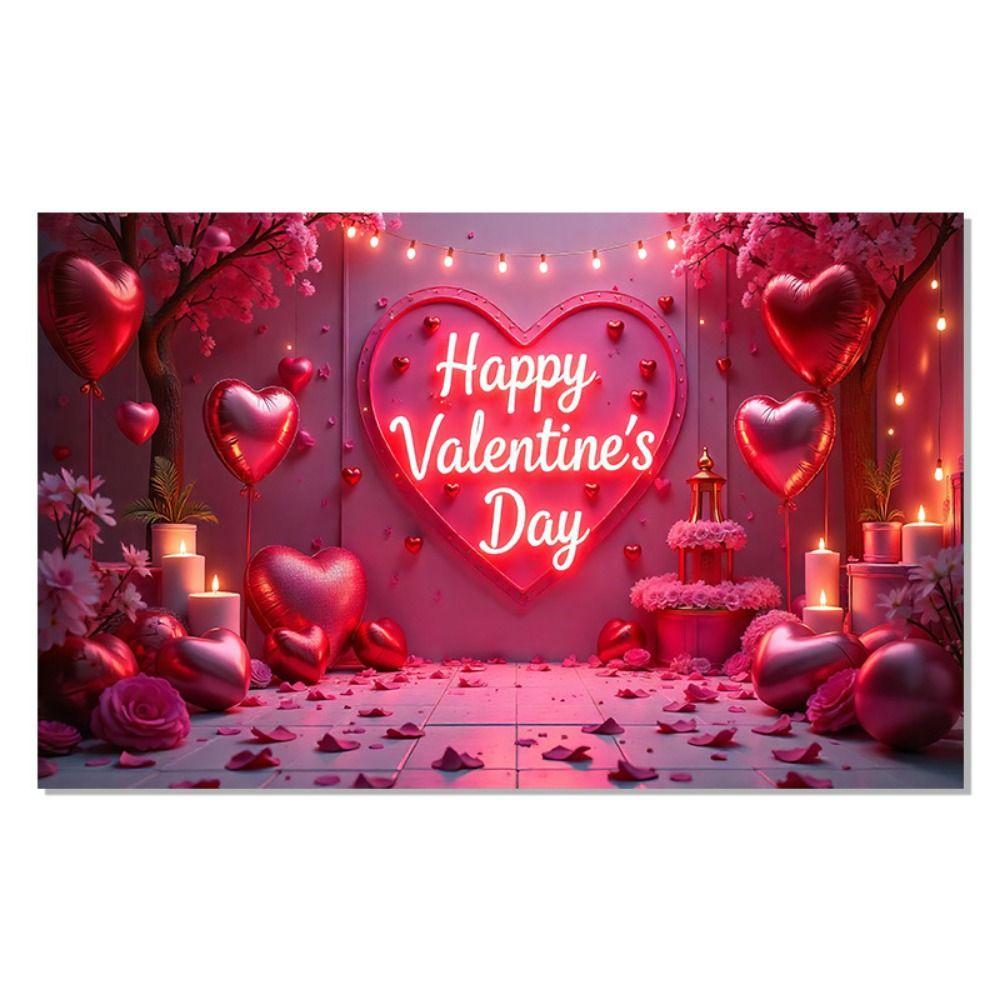 Rose Valentine's Day Photography Backdrop Balloon Happy Valentine's Day Banner Home Party Decor