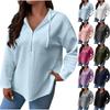 Women's Plus Size Fashion Casual Solid Color Hooded Sweatshirt With Long Sleeves And Drawstring Pullover Top