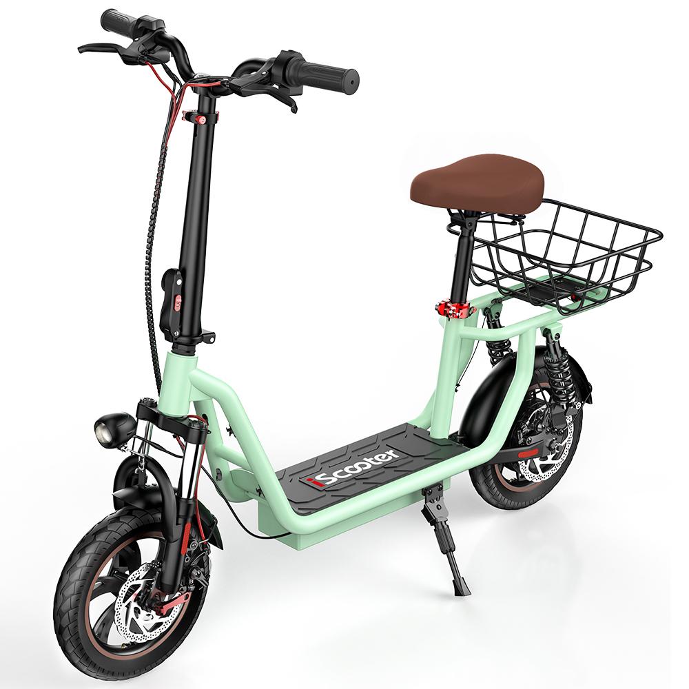 iScooter I12 Electric Scooter with Seat - 500W Motor, 35km Range, 12" Tires & Dual Disc Brake for Comfortable Commuting