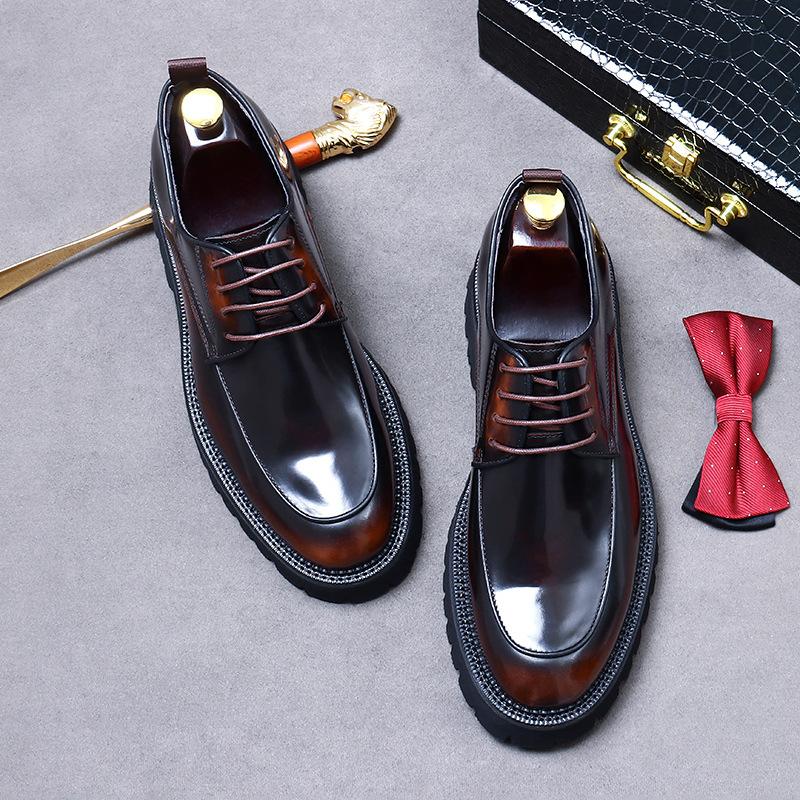 Italian Patent Leather Mens Dress Shoes Luxury Brand Handmade Fashion Platform Elegant Genuine Leather Wedding Oxfords Shoes Man