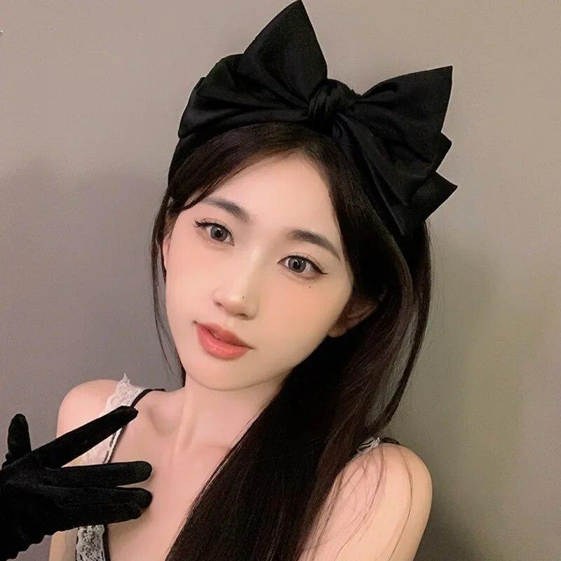 Fashion Black Bow Head Band Big Size 3D Hair Hoop Women Elegant Barrettes Headwear Girls Hair Accessories