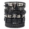 Men's Punk Skull Leather Bracelet Set Multi-Layer Gothic Rock Chain Bracelets Pentagram Charm Hip Hop Streetwear Badge Jewelry Accessories for Him