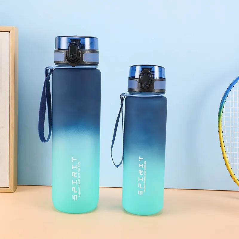 1 Liter Large Capacity Sports Water Bottle Leak Proof Colorful Plastic Cup Drinking Outdoor Travel Portable Gym Fitness Jugs Lyp014