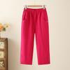 Summer New Cotton Casual Cropped Pants for Women High Waisted Loose Oversized Straight Leg Pants