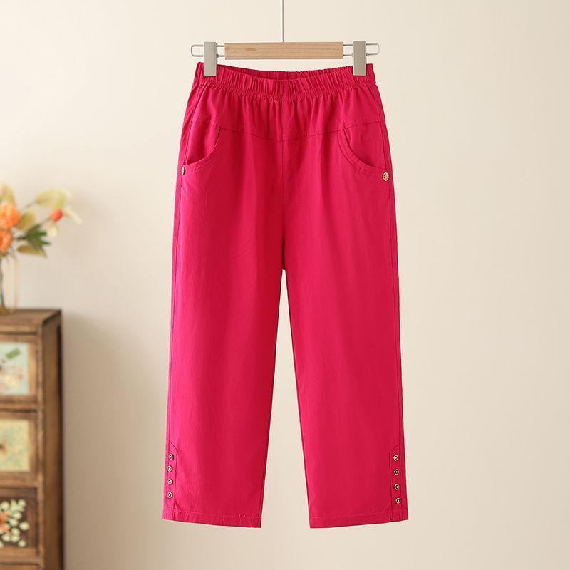Summer New Cotton Casual Cropped Pants for Women High Waisted Loose Oversized Straight Leg Pants