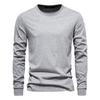 TrendHub Solid Color Cotton T Shirt Men Casual O-neck Long Sleeved Mens Tshirts Spring Autumn High Quality Basic T-shirt Male