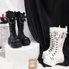 Metal Buckle Chunky Platform Punk Boots Women 2024 Winter Gothic Thick Bottom Knee High Boots Woman Black Wedges Cosplay Shoes