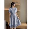 New Fashion Mesh Sequined Embroidery Short Dress Women Clothing Elegant Floral Pearl Belt Slim Casual Summer Dress