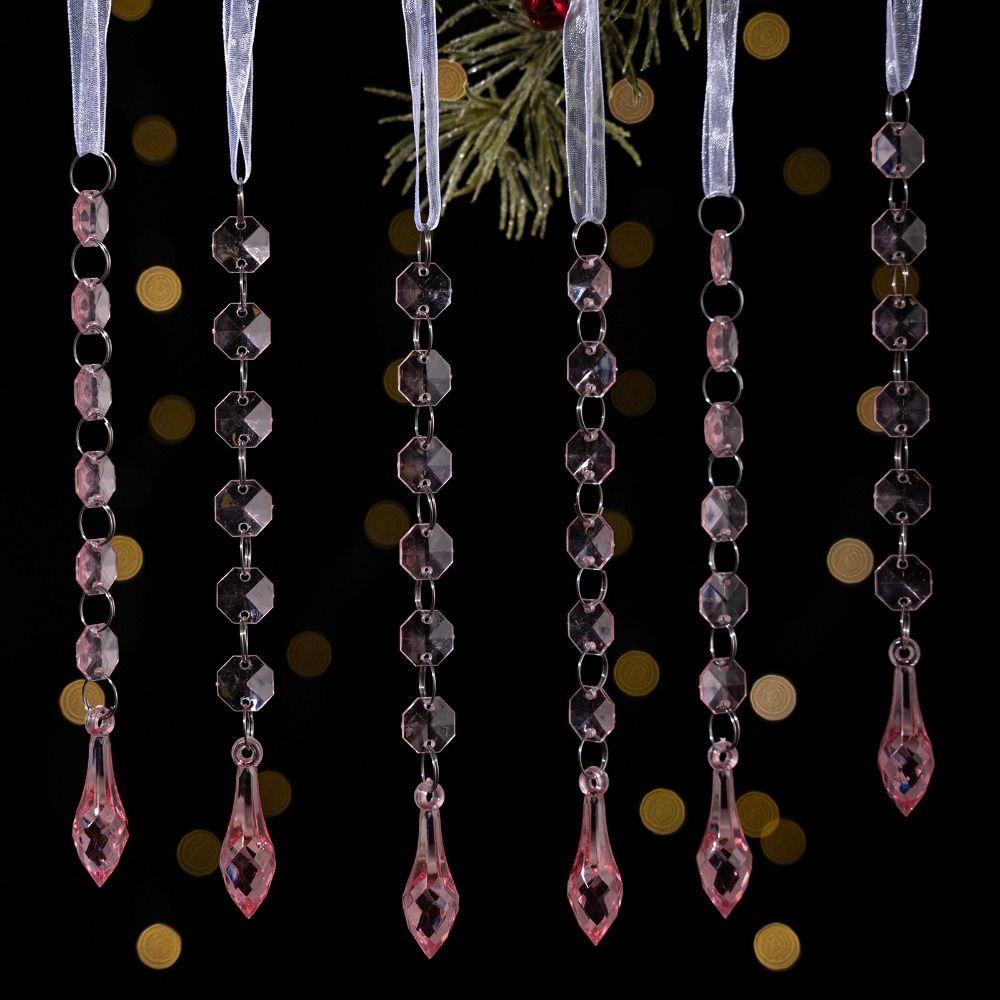 6pcs/set Transparent Acrylic Ice Pendants Sparkling Christmas Tree Hanging Festival Favors