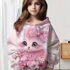 Kids Clothes Girl Hoodies Long Sleeve Cartoon 3D Cat Print Children Spring Fall Clothes Casual Cute Outdoor Girl Clothes Tops