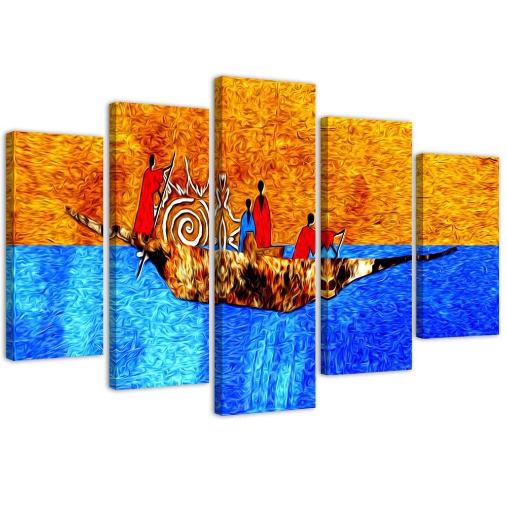Five Piece Picture Canvas Print Africa Landscape People
