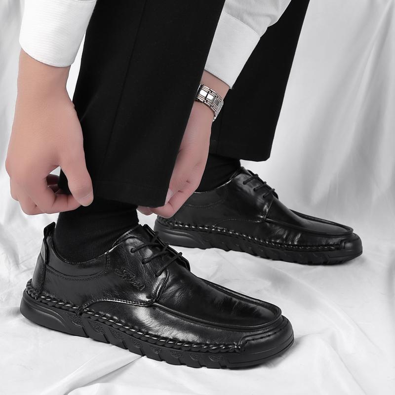 Shoes Men Lace Up Oxfords Genuine Leather Shoes Men Outdoor Flats Black Soft Designer Handmade Sewing Men Casual Shoes