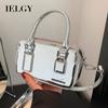 Summer Versatile Silver Messenger Bag, Textured Korean Portable Small Square Bag