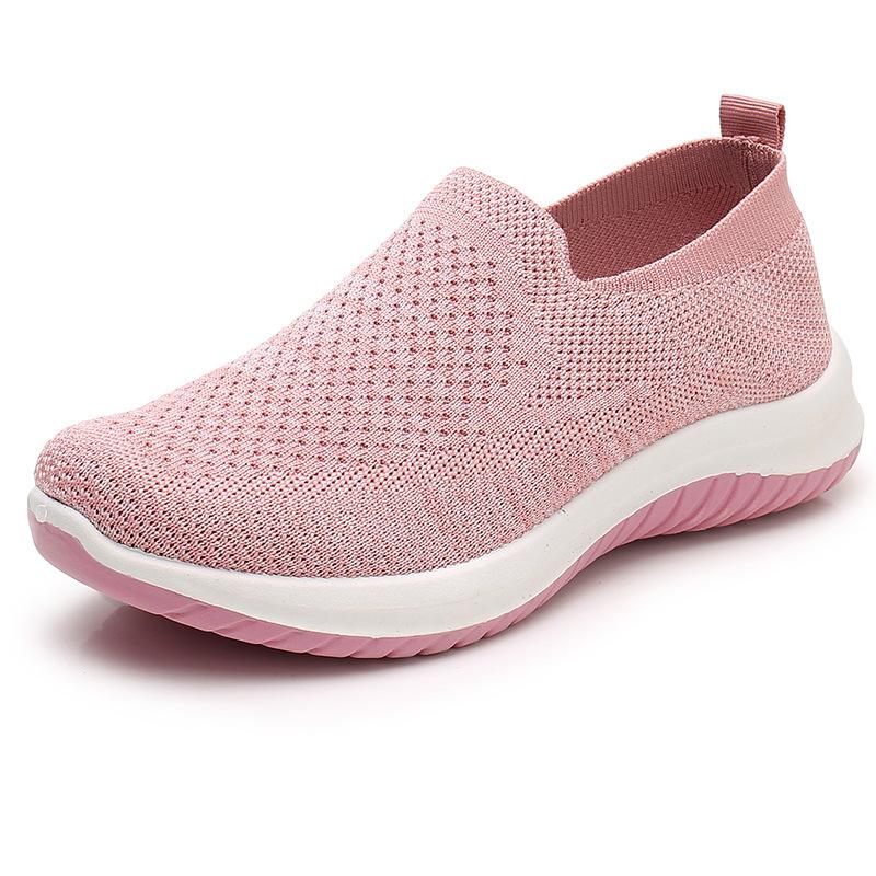 Fashion Women Flat Shoes Knit Woman Casual Slip On Vulcanized Shoes Female Mesh Soft Breathable Women's Footwear For Ladies Sneaker