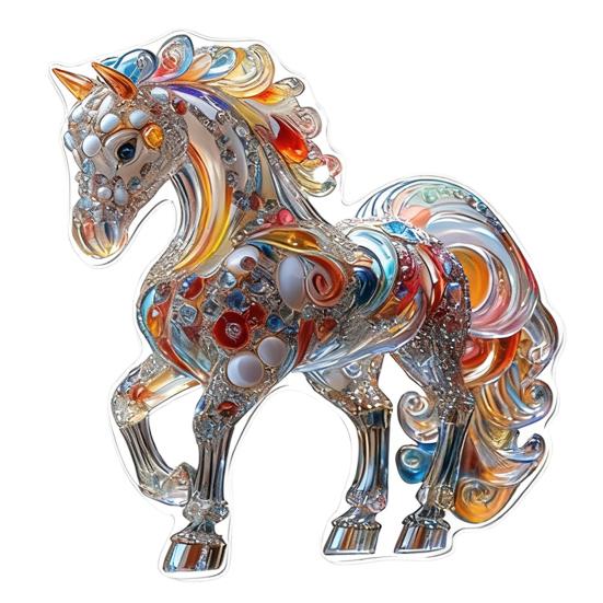 2D Acrylic Horse Pendant Flat Cartoon Horse Pendant Keychain Charm Colorful Horse Ornament for Backpack Christmas Tree Decoration