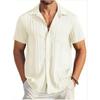 Summer Men's Striped Color Blocked Casual Short Sleeved Shirt