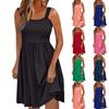 Women's Summer Dresses Square Neck Sleeveless Casual Dresses With Pockets A-Line Dresses Sundresses