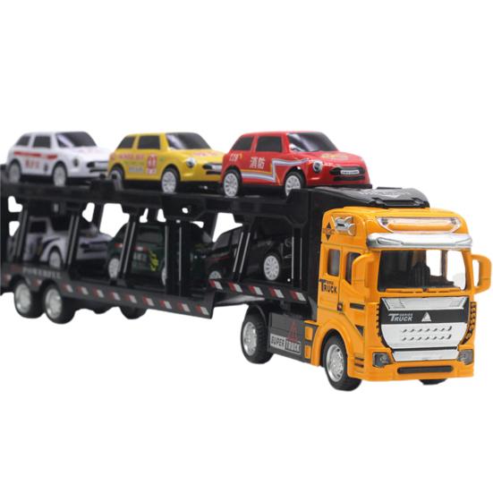 Decorative Alloy Car Model Back-to-force Trailer Transporter Toy