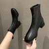 Fashion Elastic Socks Boots Fashion Ankle Boots Women High Heel Thicks  Heel Square Toe Short Boots Women Retro 2024 New Ladies Shoes