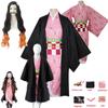 Anime Demon Slayer Kamado Nezuko Cosplay Kimetsu No Yaiba Costume Kimono Uniform Clothes Props Set