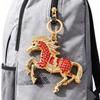 Wealth Horse Car Keyring Rhinestones-Encrusted 3D Zodiac Horse Design Key Chain Metal Charm Bags Keyring