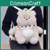 With Rabbit Bear Bib Plush Toy Backpack Stuffed Doll Cartoon Decoration Gift