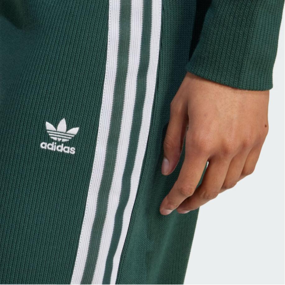 Adidas Originals Striped Logo Embroidered Ribbed Casual Long Skirt Women Skirts Green IW3167
