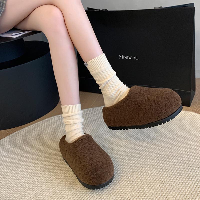 Internet Celebrities Senior Sense Baotou Drag Women 2025 Autumn and Winter New Wear Casual Versatile Stepping On Shit Soft Soles Mao Mao Shoes
