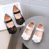 Children Girls Casual Retro Bowknot Design Soft Bottom Non-Slip Princess Shoes Single Shoes Leather Shoes