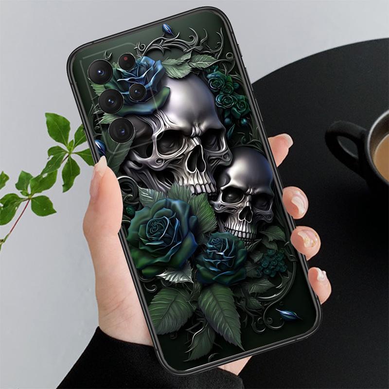 Skull Flower Art Phone Case For Samsung A35 A55 A54 A15 A25 A05s A05 A22 A24 A52 A33 A34 M34 M14 M54 M23