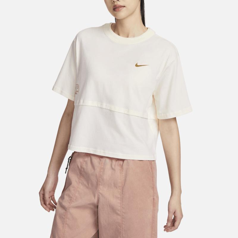 Nike Casual Sport Training Straight-Cut Short Sleeve T-Shirt Women Tops White FQ7009-110