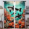 Marine Animal World Blackout Curtain for Room 2 Panel Elegant Room Curtains Partition Halloween Decoration Shades Living Kitchen