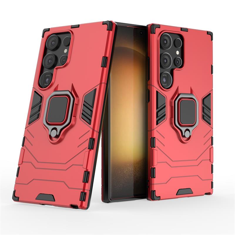 For Samsung Galaxy S24 Ultra 5G Case Armor Ring Car Stand Silicone + PC Phone Case For Samsung S24 + Plus S 24 Ultra Back Cover