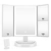 Auxmir Actress Magnifying Tabletop Mirror with 68 Three 2000mAh High Touch Adjustable Storage USB White Mirror, LEDs, 5/10x Magnification, Colors,