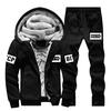 Tracksuit Fleece Hooded Jacket +Pants Sweatshirts Set Hoodies Suit Coat Sportswear Autumn Winter Warm Pullover
